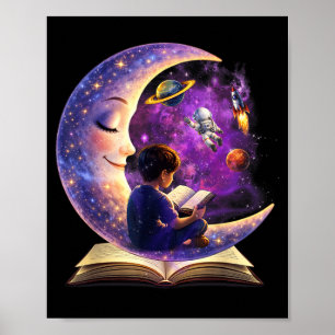 Poster La lecture est hors de ce monde lecture de la lune