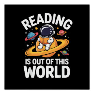 Poster La lecture est hors de ce monde livres drôles d'es