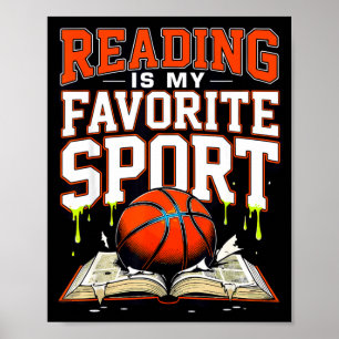 Poster La lecture est le sport préféré drôle basketball g
