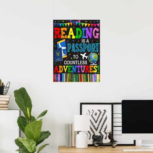 Poster La Lecture Est Un Passeport Pour Aventure Classe (Bureau à domicile)