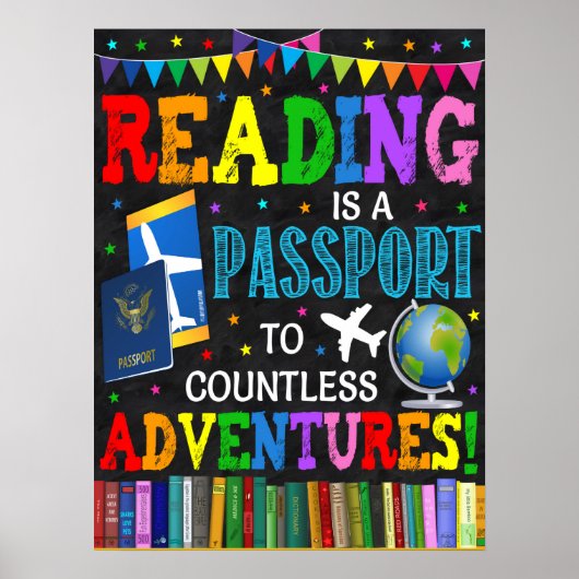 Poster La Lecture Est Un Passeport Pour Aventure Classe (Devant)