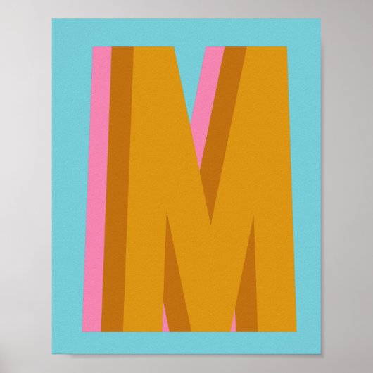 Poster La lettre "M" dans les couleurs rétro et les lettr (Devant)