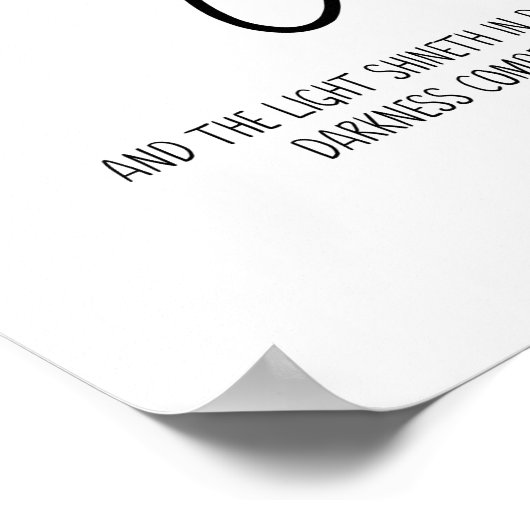 Poster La lumière brille dans l'obscurité, Jean 1:5, Vers (Coin)