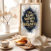 Poster La Lumière Brille : Jean 1:5 Bible Verse Art