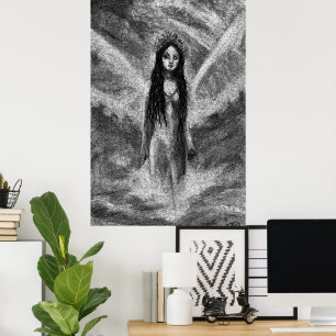 Poster La Luna Dark Angel Fairy Femme Goth Imaginaire Art