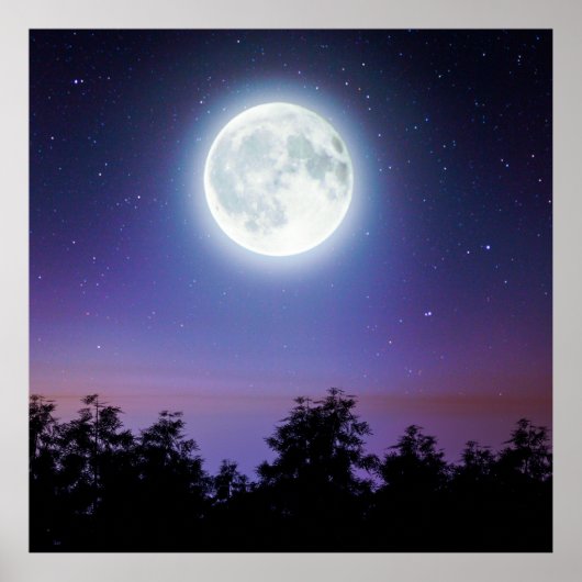 Poster la Lune au-dessus de la forêt (Devant)