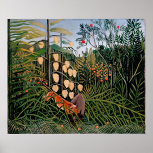 Poster La lutte de Rousseau entre Tiger et Bull (1909)