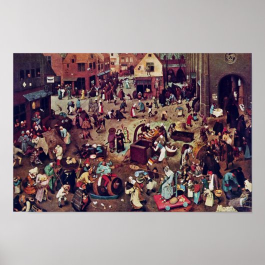 Poster La Lutte Entre Carnaval Et Carême, Par Bruegel (Devant)
