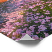 Poster La magie du coucher du soleil sur un pré de fleurs (Coin)