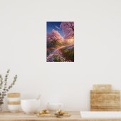 Poster La magie du coucher du soleil sur un pré de fleurs (Cuisine)