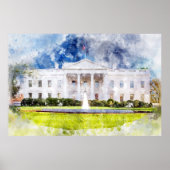 Poster La Maison Blanche à Washington DC Aquarelle (Devant)