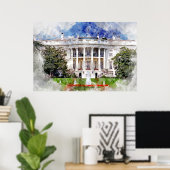 Poster La Maison Blanche à Washington DC – Façade sud (Bureau à domicile)