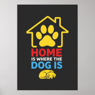 Poster La maison est là où est le chien