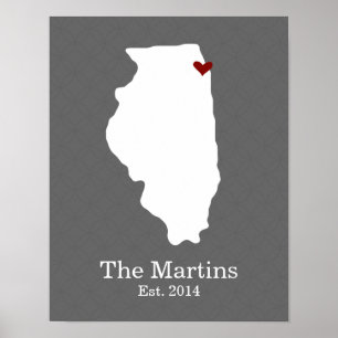 Poster La maison est où votre coeur est - l'Illinois