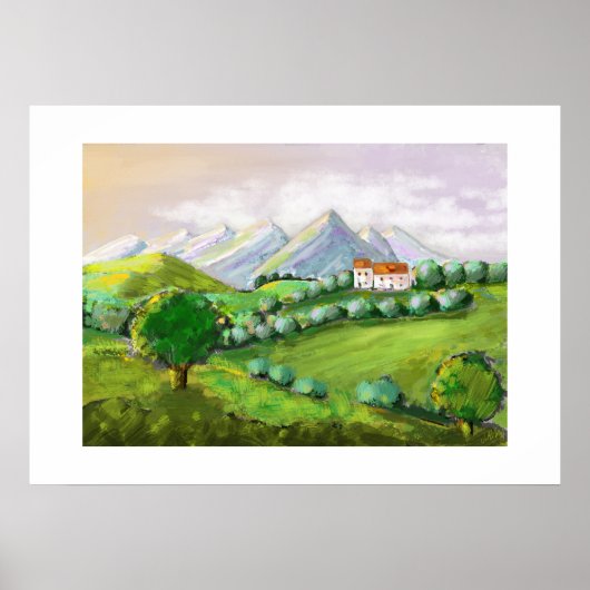Poster La maison sur les collines, nature verte (Devant)