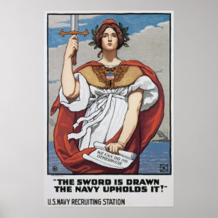 Poster La marine vintage des USA l'épée est dessinée