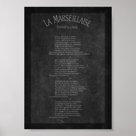 Poster La marseillaise - Paroles (Devant)