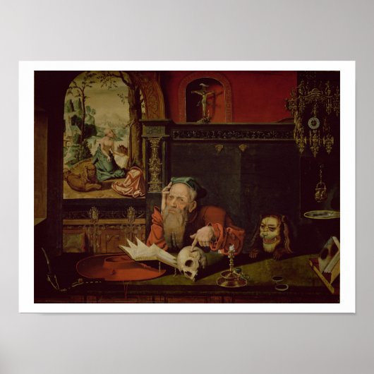 Poster La Méditation de Saint-Jérôme (huile sur panneau) (Devant)