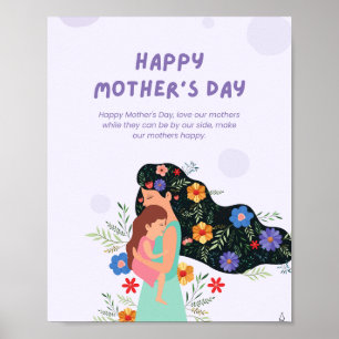 Poster La meilleure carte de vacances Blue Happy Mothers