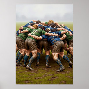 Poster LA MÊLÉE AU RUGBY (Le Rugby Scrum)