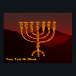 Poster La Ménorah de Moshe<br><div class="desc">Une représentation de la menorah (chandelier) à sept branches faite par les Israélites après l'Exode d'Égypte. Personnalisez en ajoutant votre propre texte.</div>