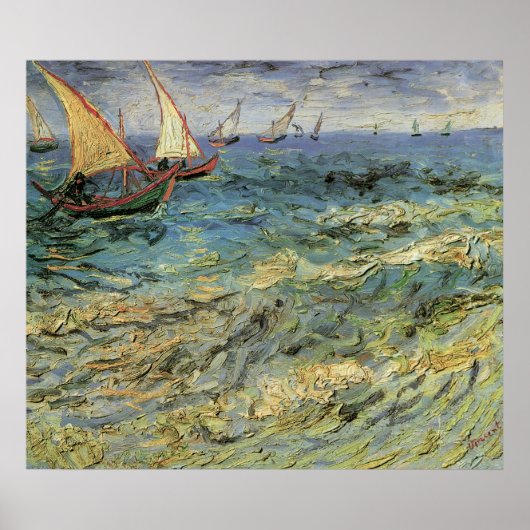 Poster La mer à Saintes-Maries - Van Gogh (Devant)