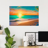 Poster La mer au coucher du soleil (Bureau à domicile)