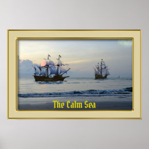 Poster La mer calme - Galions à voile