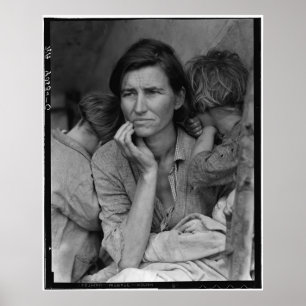 Poster La mère migrante de Dorothea Lange Florence Thomps