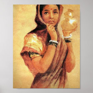 Poster La Milkmaid 1904 Par Raja Ravi Varma