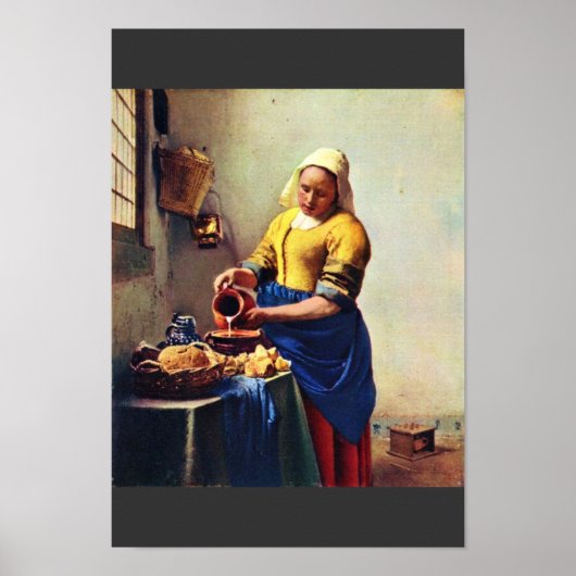 Poster La Milkmaid [1]. Par Johannes Vermeer (Devant)