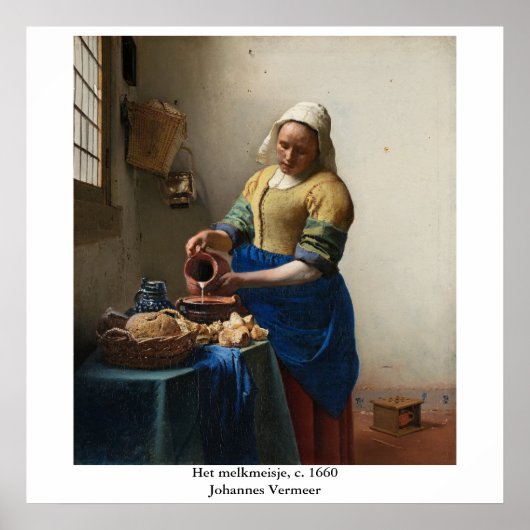 Poster La Milkmaid de Johannes Vermeer (Devant)