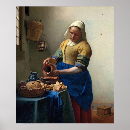 Poster La Milkmaid de Johannes Vermeer (Devant)