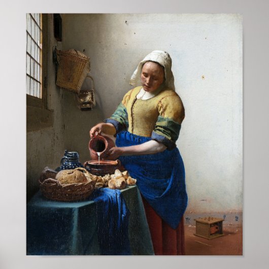 Poster La Milkmaid, Johannes Vermeer, 1657-1658 (Devant)