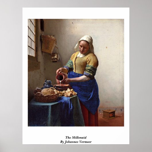 Poster La Milkmaid. Par Johannes Vermeer (Devant)