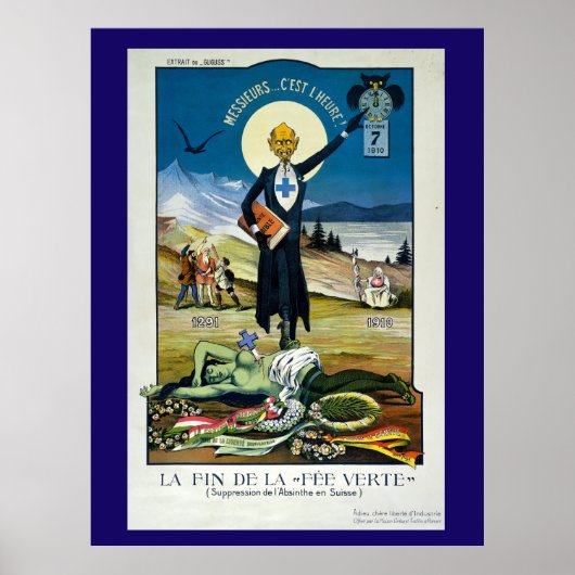 Poster La mort de la fée verte, Absinthe Carte Postale (Devant)