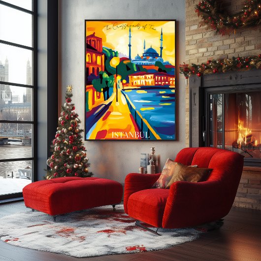 Poster La Mosquée Bleue d'Istanbul dans le style Abstrait