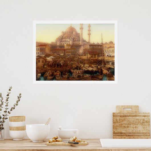 Poster La mosquée Yeni Cami et le bazar Eminö nü -ISTAN (Cuisine)