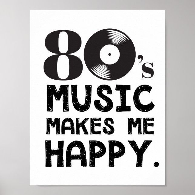Poster La Musique Des Années 80 Me Rend Heureux (Devant)