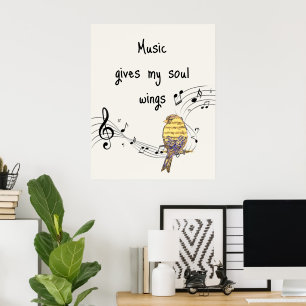 Poster La musique donne des ailes à mon âme Citation pour