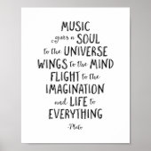Poster La Musique Donne Une Âme À L'Univers, Citation Pla (Devant)