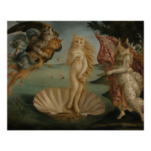 Poster La Naissance de Vénus Chats Parodie Art de la Rena