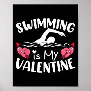 Poster La natation est mon Valentin garçons filles sports
