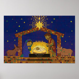 Poster La Nativité — Mosaïque de Rubik's Cube