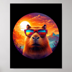 Poster La nature de la montagne de Capybara Forêt animale
