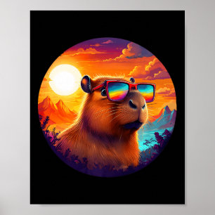 Poster La nature de la montagne de Capybara Forêt animale
