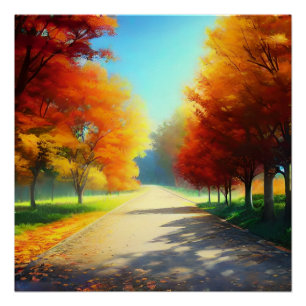 Poster La nature Les arbres d'automne dans la forêt