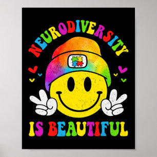 Poster La Neurodiversité est beau sourire Visage Autisme