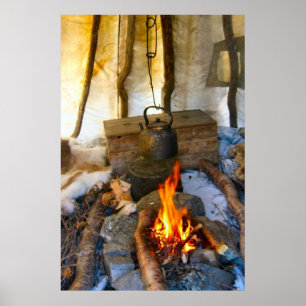 Poster La Norvège, Laponie, à l'intérieur d'une tente de