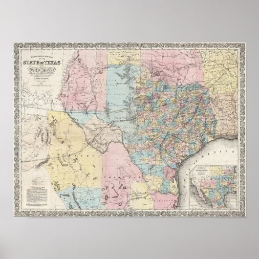 Poster La nouvelle carte de Richardson de l'état du Texas (Devant)